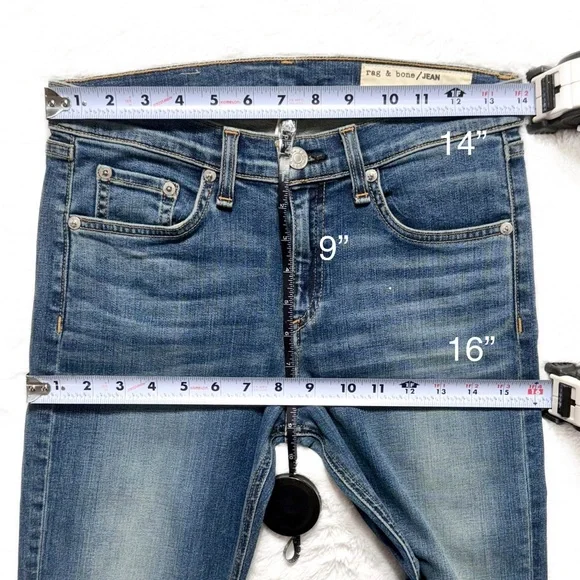 SOLD-Rag & Bone High Rise Vintage Wash Distressed Full Length Ankle Skinny Jeans - Picture 11 of 12